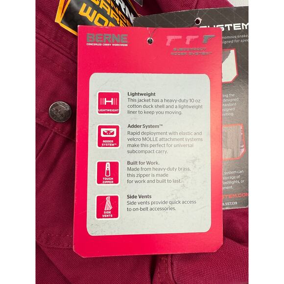 Berne Women Concealed Carry Workwear Lightweight Side Vents Jacket - Picture 15 of 16